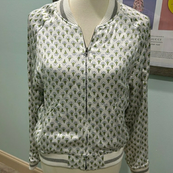 TINY EDITIONS For Anthropology | Silk Embroidered Bomber Jacket | Size Small - Picture 13 of 14